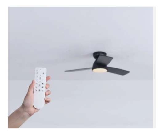 32" Modern Flush Mount Ceiling Fan with LED Light, Remote & App Control Matte Black, Reversible DC Motor