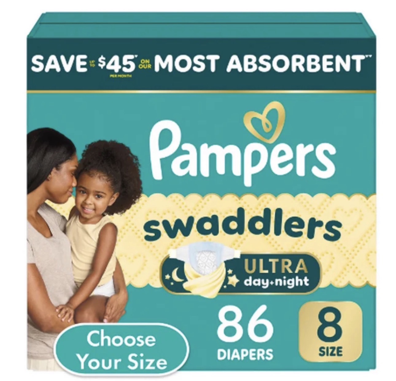 Pampers Swaddlers Baby Diapers, Choose Your Sizes 1 to 8