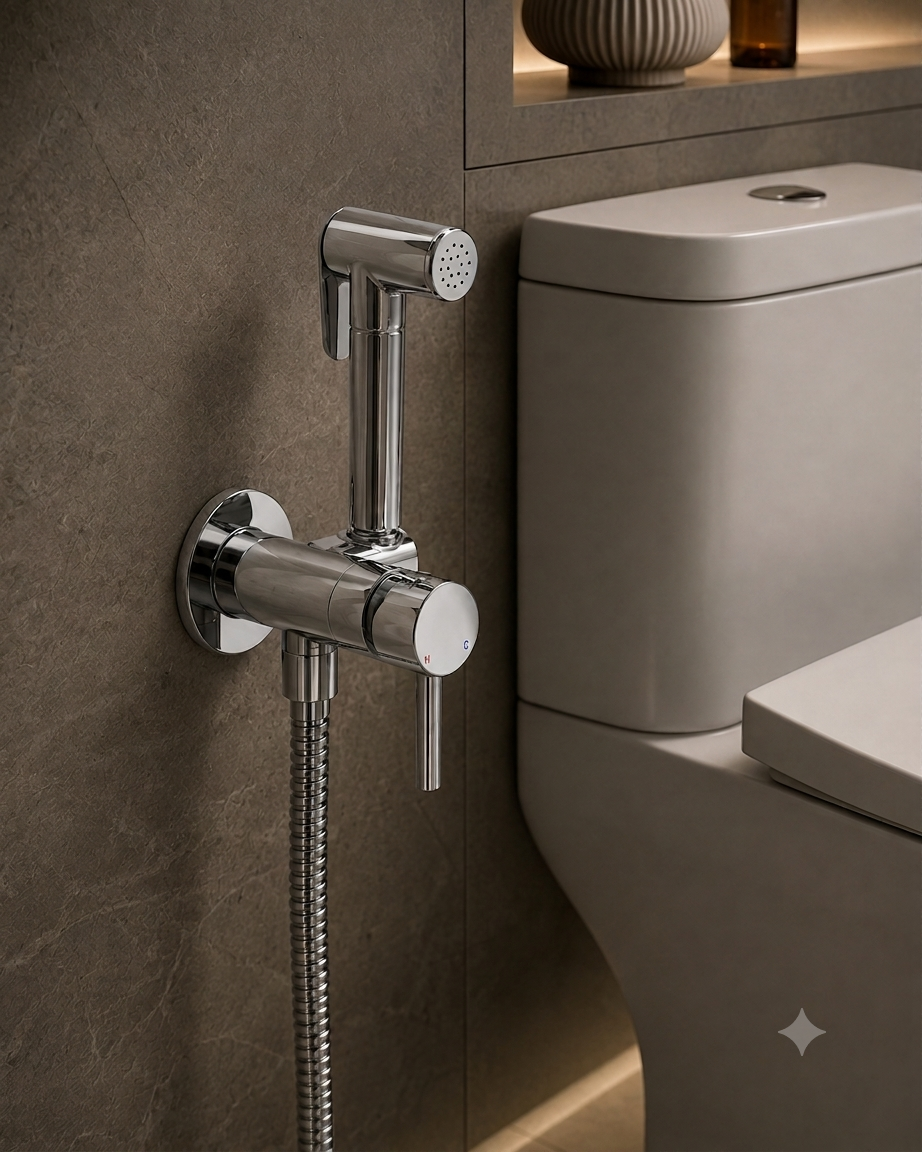 Wall Mount Handheld Bidet Sprayer Kit Chrome Single Handle Hot and Cold Water Mixer Valve Set