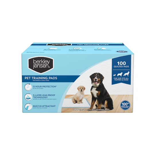 Berkley Jensen Pet Training Pads Extended Protection Puppy Pads, 22" x 23" Leak & Odor Control