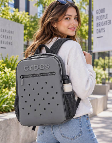 Crocs Backpack Unisex Molded Front, Zipper Pockets & Mesh Bottle Holders - view 8