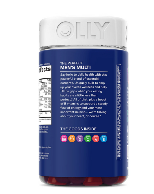 OLLY The Perfect Men's Multi Gummy Multivitamin 200 Count, Blackberry Blitz