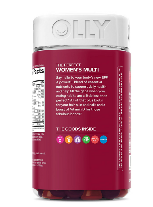 OLLY The Perfect Women's Multi Gummy Multivitamin 200 Count, Blissful Berry