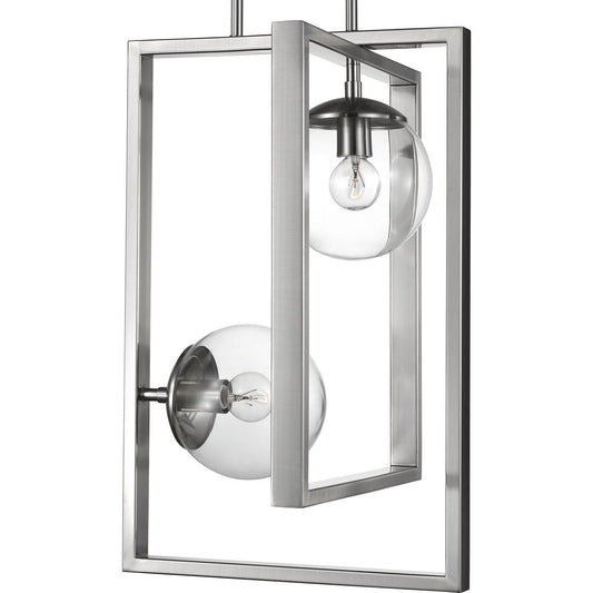 Progress Lighting Atwell 2-Light Pendant Brushed Nickel Clear Glass Model Atwell - view 2