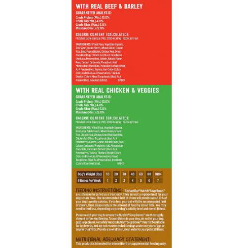 Rachael Ray Nutrish Soup Bones Variety Pack 22 Long-Lasting Dog Chews Beef & Barley and Chicken & Veggies - view 4