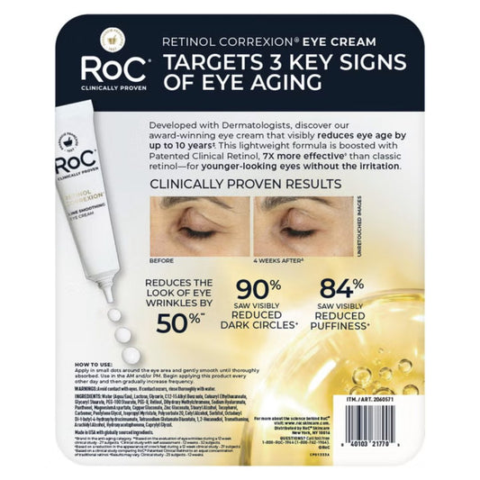 RoC Retinol Correxion Eye Cream clinical results and ingredients