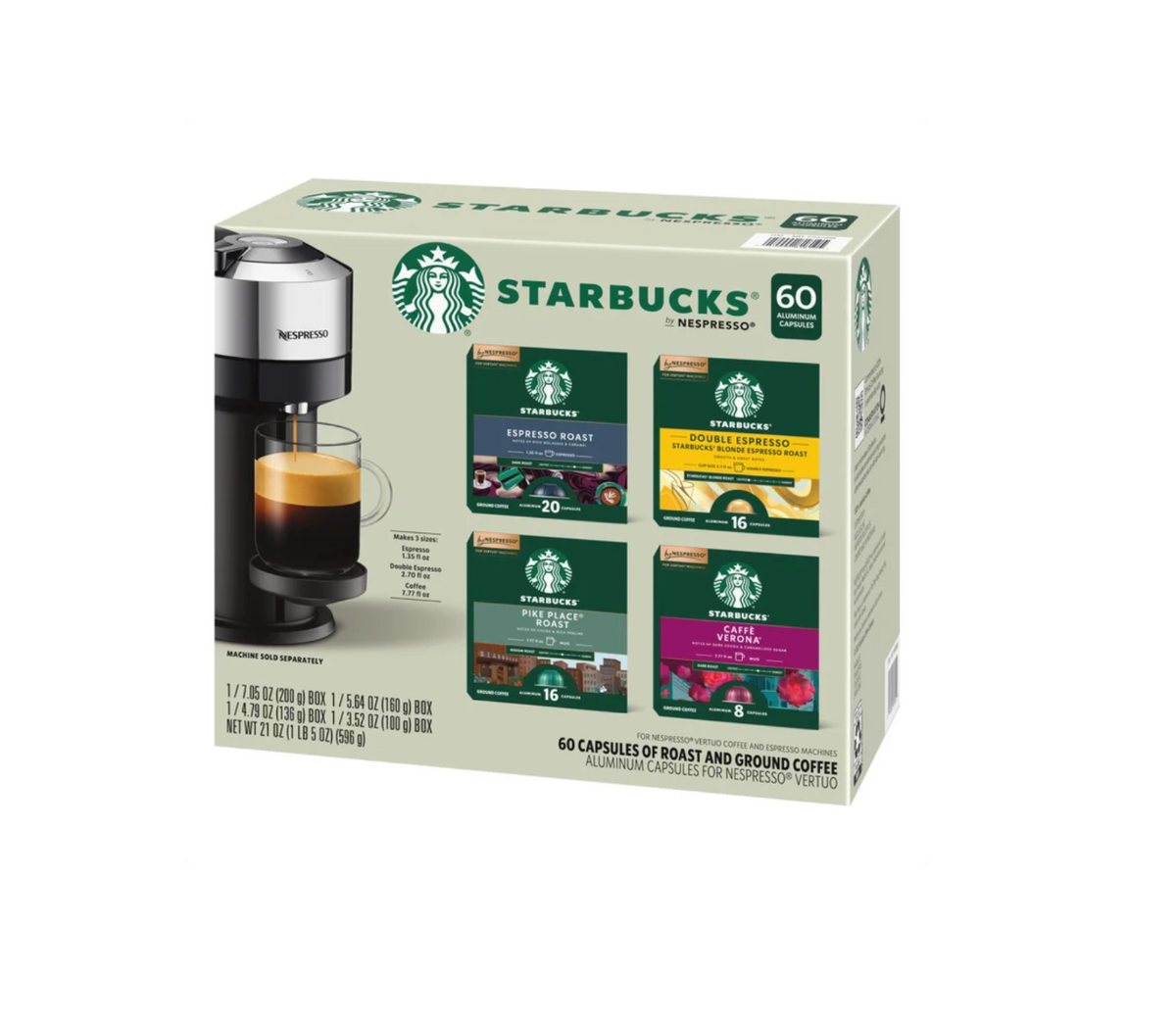 Starbucks by Nespresso Vertuo Coffee & Espresso Capsules Variety Pack, 60 Count, 100% Arabica - view 2