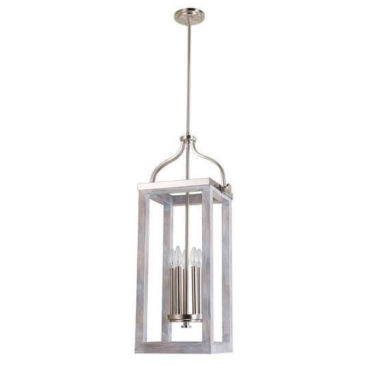 Westbury - 5-Light Pendant - Brushed Nickel Finish with Painted Gray Driftwood Effect
