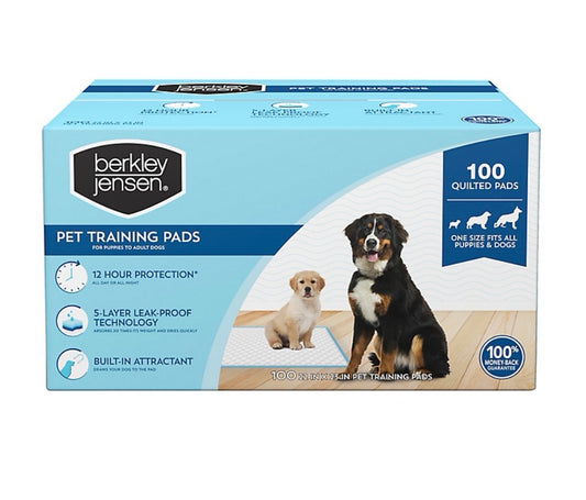 Berkley Jensen Pet Training Pads – 100 Count Leak-Proof Puppy Pads
