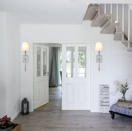 1-Light Wall Sconce Polished Chrome with White Fabric Shade E12 Modern Wall Lighting 2-Pack - view 9