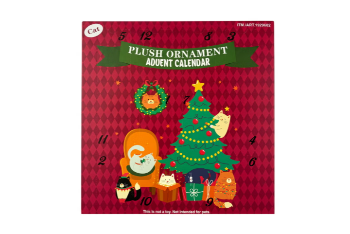 12-Day Plush Ornament Advent Calendar, Set of 12 Holiday Animal Christmas Decorations