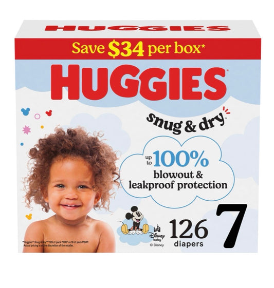 Huggies Snug & Dry Baby Diapers Size 7, 126 Count
