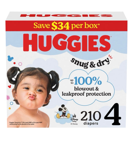 Huggies Snug & Dry Baby Diapers Size 4, 210 Count