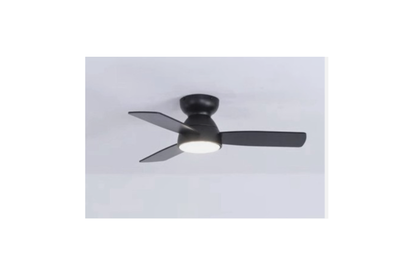 32" Modern Flush Mount Ceiling Fan with LED Light, Remote & App Control Matte Black, Reversible DC M