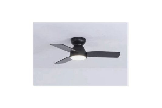 32" Modern Flush Mount Ceiling Fan with LED Light, Remote & App Control Matte Black, Reversible DC M