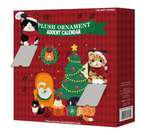 12-Day Plush Ornament Advent Calendar, Set of 12 Holiday Animal Christmas Decorations