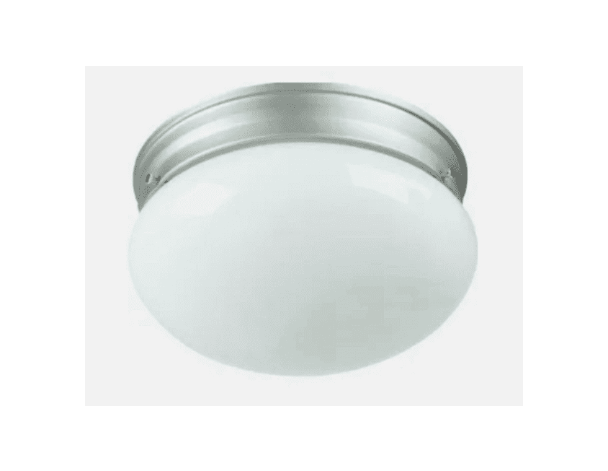 2-Light Mushroom Flush Mount Ceiling Light, 8 in White Glass Shade, Brushed Nickel Finish, E26 Medium Base, Flush Ceiling Fixture, DLC Certified