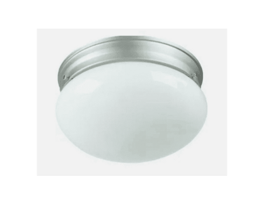 2-Light Mushroom Flush Mount Ceiling Light, 8 in White Glass Shade, Brushed Nickel Finish, E26 Medium Base, Flush Ceiling Fixture, DLC Certified