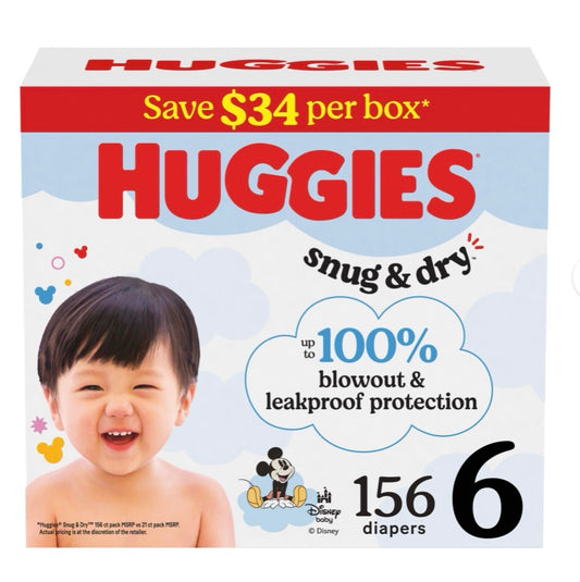Huggies Snug & Dry Baby Diapers Size 6, 156 Count