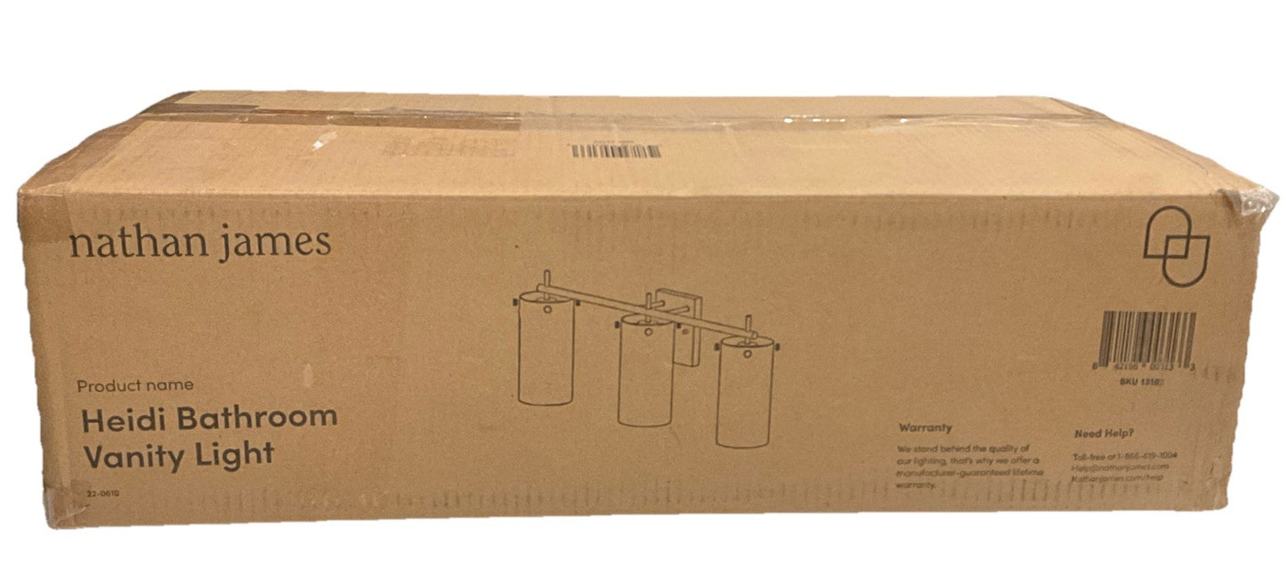 Nathan James Heidi Bathroom Lamp 3 Lights Black Metal Transparent Glass5