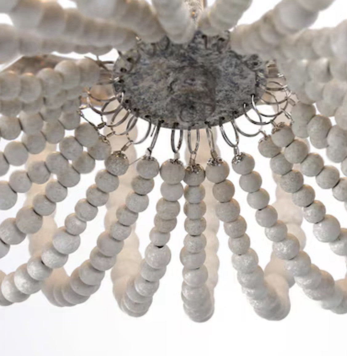 LNC Bohemian Wood Beaded 3-Light Semi Flush Mount Ceiling Light 16in White2