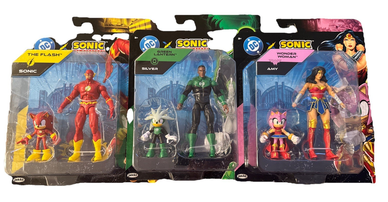 DC Sonic Crossover Action Figure Lot Flash Green Lantern Wonder Woman Jakks0