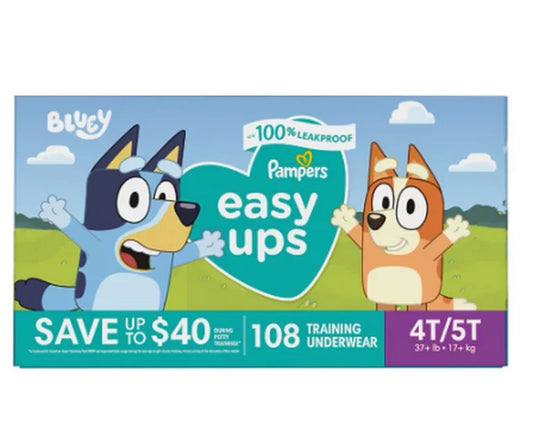 Pampers Easy Ups Bluey Training Underwear Size 4T-5T (37+ lb) 108 Units0