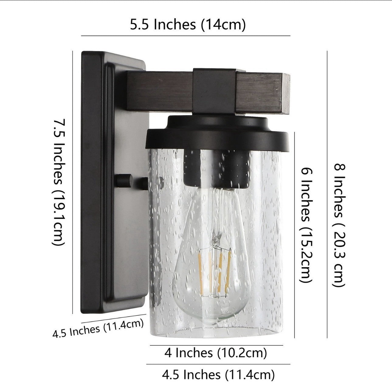 JONATHAN Y Farmhouse LED Vanity Wall Sconce Black Seeded Glass Light5