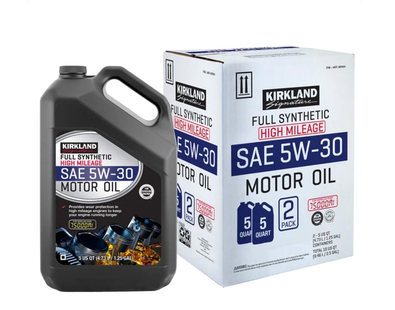 Kirkland Signature 5W-30 High Mileage Synthetic Oil 2 Pack 5 Qt0