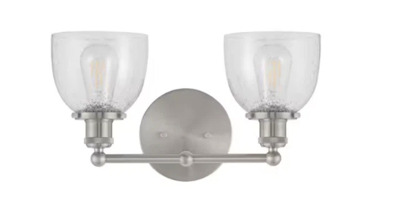Home Decorators Evelyn 2-Light Bath Vanity Light Brushed Nickel Clear Glass0