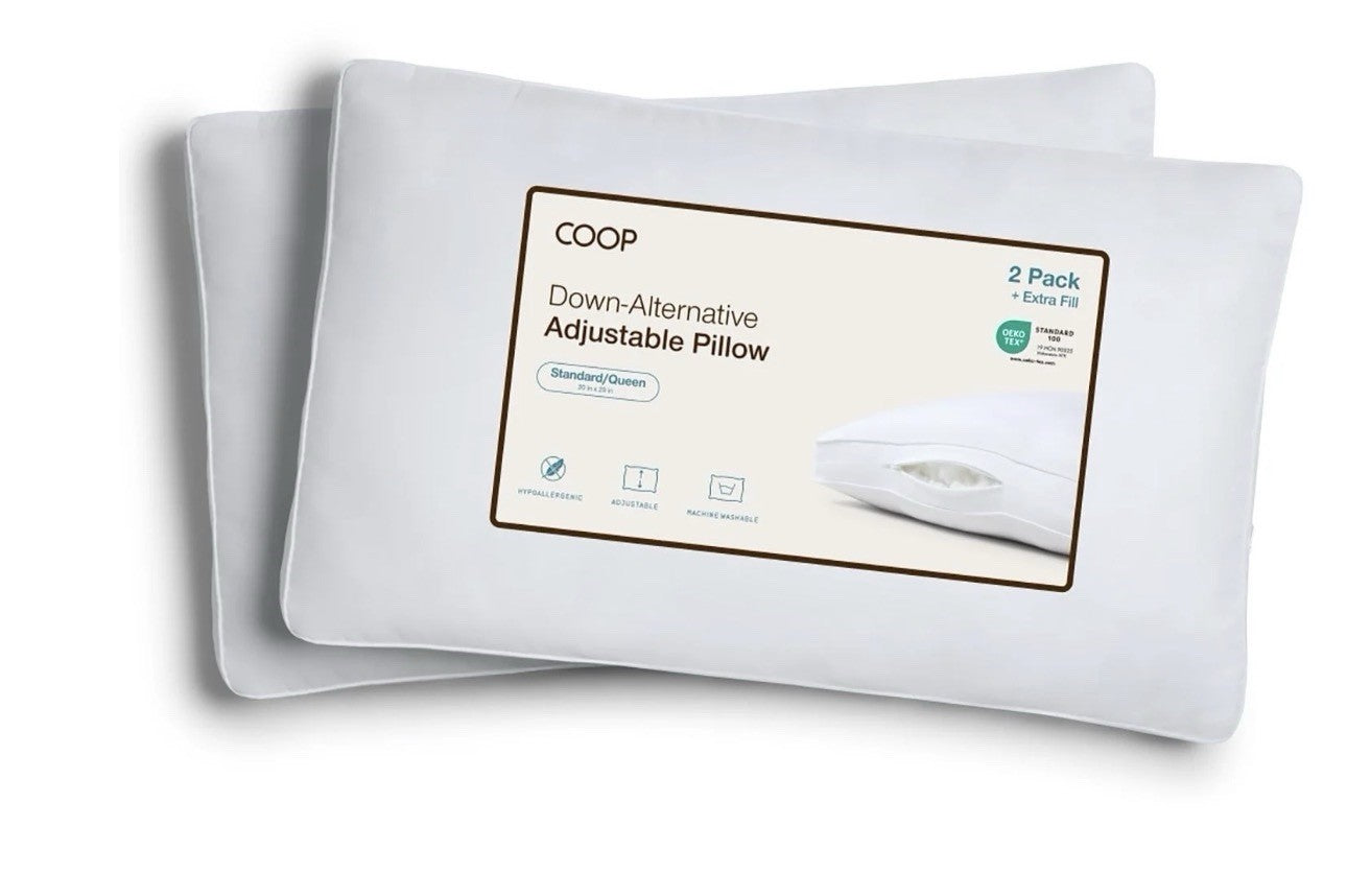 Coop Home Goods Adjustable Down Alternative Pillow 2 Pack Standard/Queen0