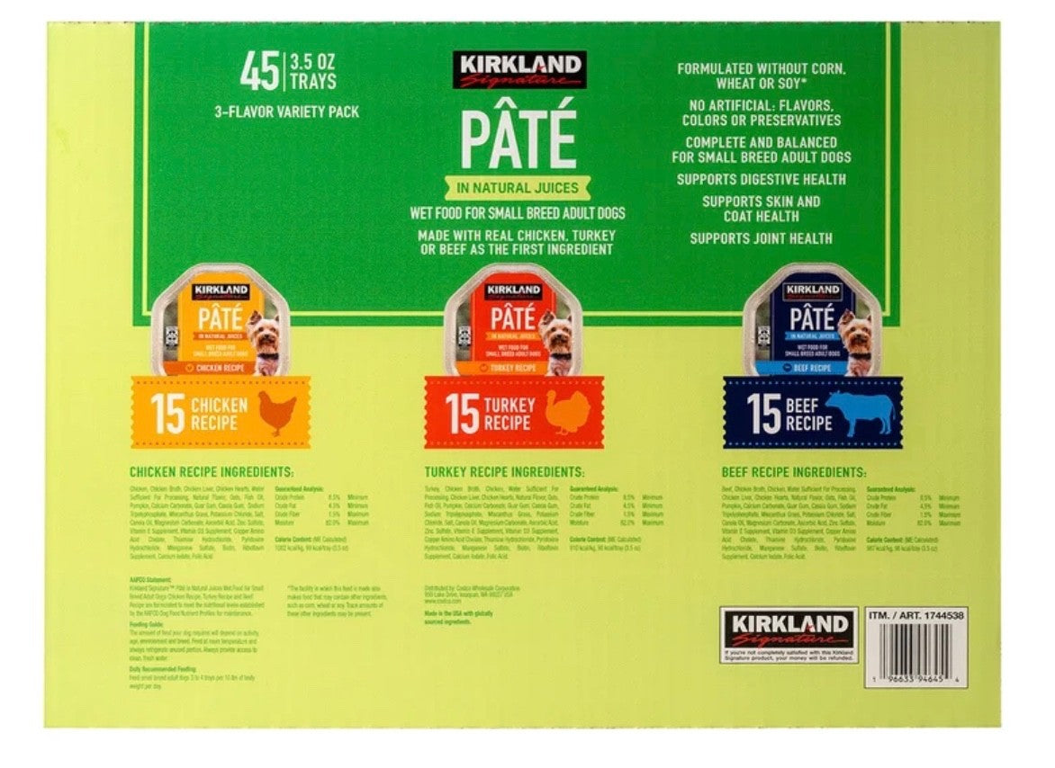 Kirkland Signature Pate Wet Dog Food Variety Pack 3.5 oz | 45 Count2
