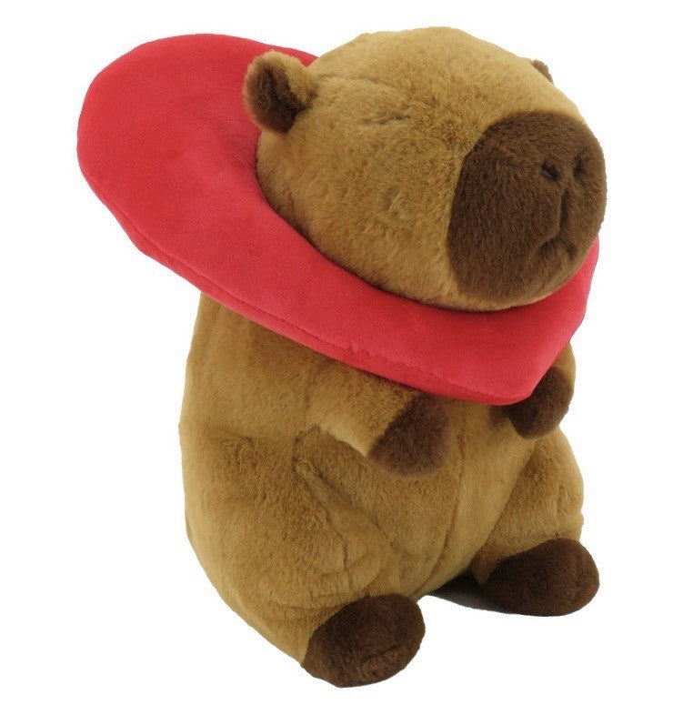 Linzy 12in Capybara Plush Toy with Heart Collar Soft Stuffed Animal1