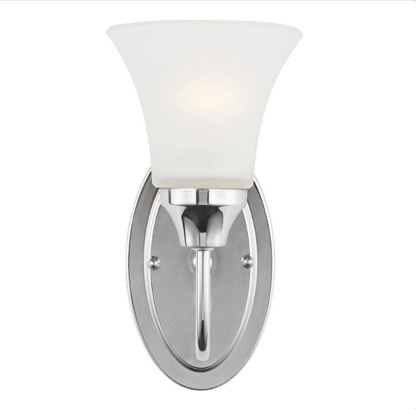 Generation Lighting 1-Light Wall Sconce Chrome White Glass Bathroom Light1