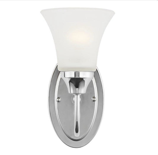 Generation Lighting 1-Light Wall Sconce Chrome White Glass Bathroom Light1