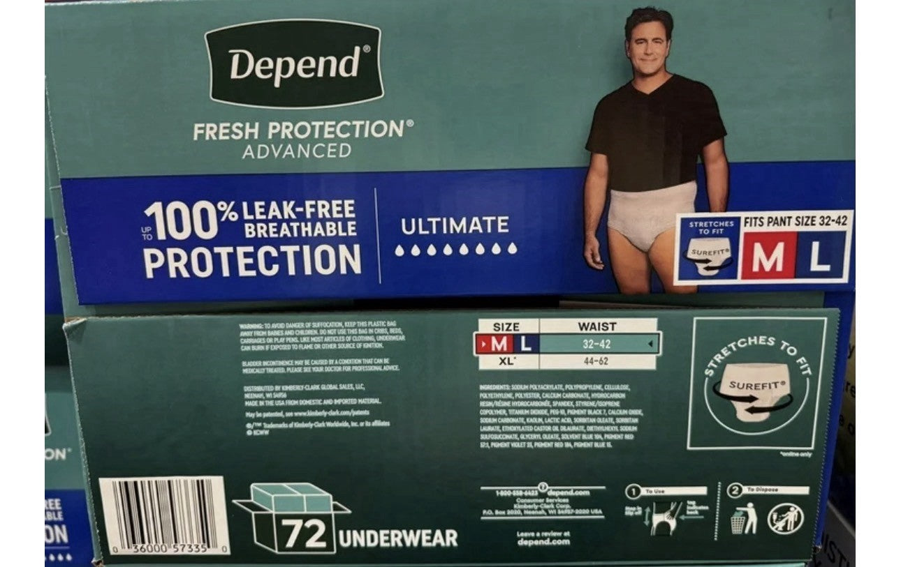 Depend Fresh Incontinence Underwear For Men Size M/L (32-42) 72 Count2