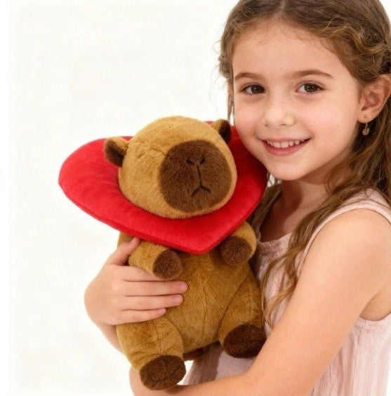 Linzy 12in Capybara Plush Toy with Heart Collar Soft Stuffed Animal0