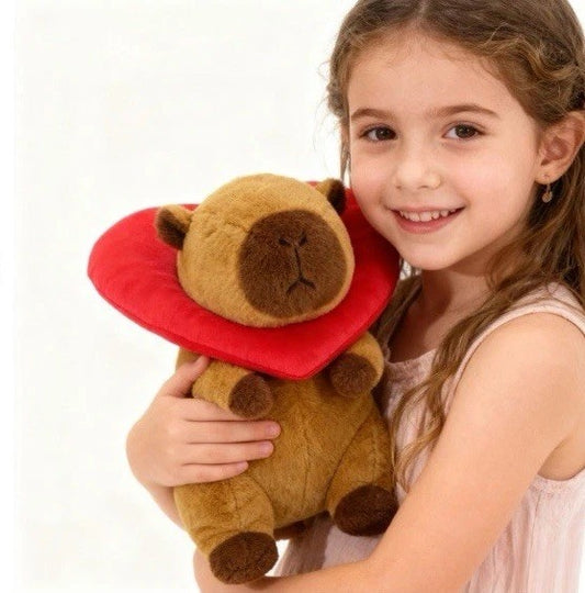 Linzy 12in Capybara Plush Toy with Heart Collar Soft Stuffed Animal0