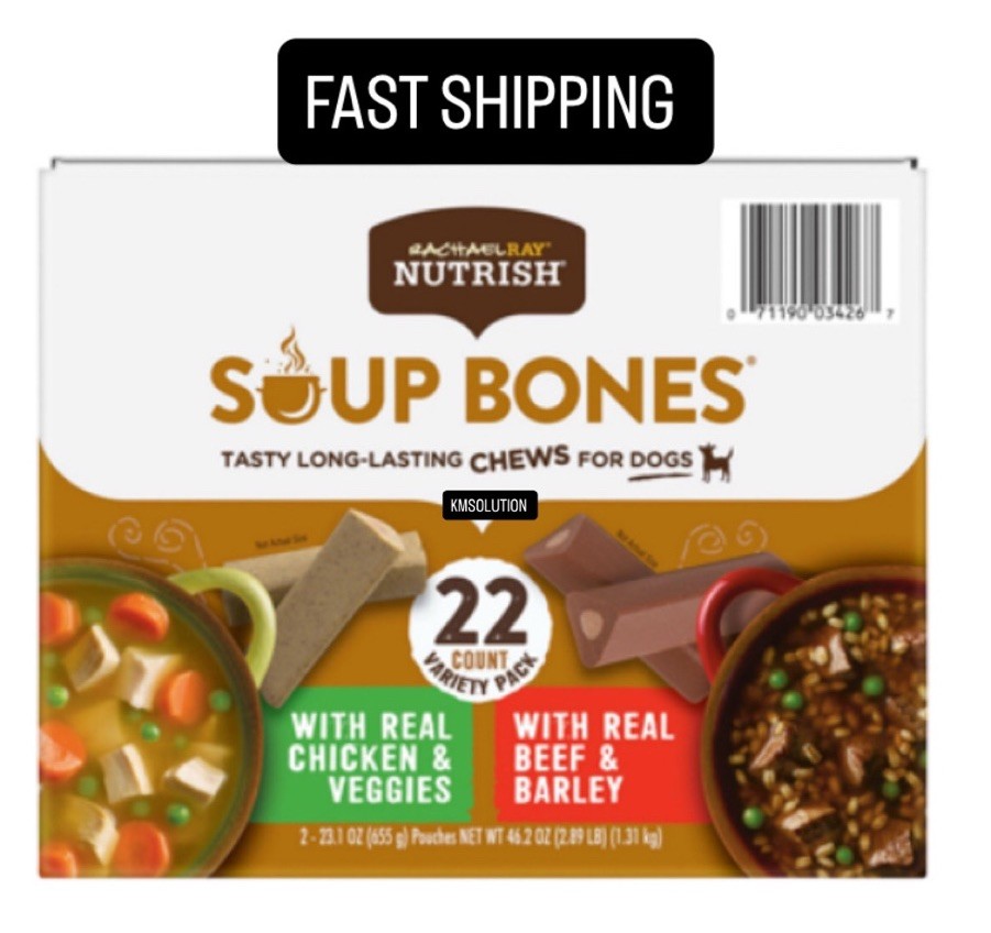 Rachael Ray Nutrish Soup Bones Variety Pack 22 Count, Beef & Chicken - NEW 0