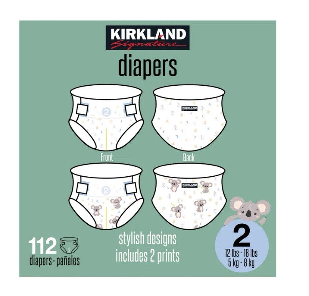 Kirkland Signature Baby Diapers Size 2 (12-18 lbs) 112 Count - New & Sealed2