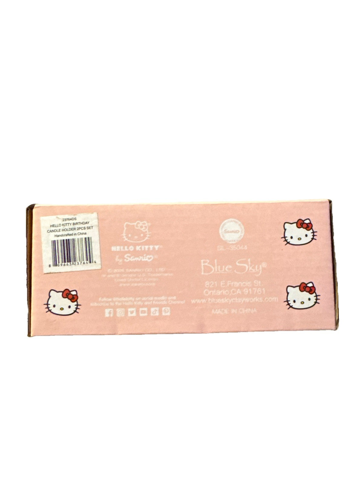 Hello Kitty Birthday Candle Holder Set 2pcs Blue Sky Sanrio Ceramic Pink2