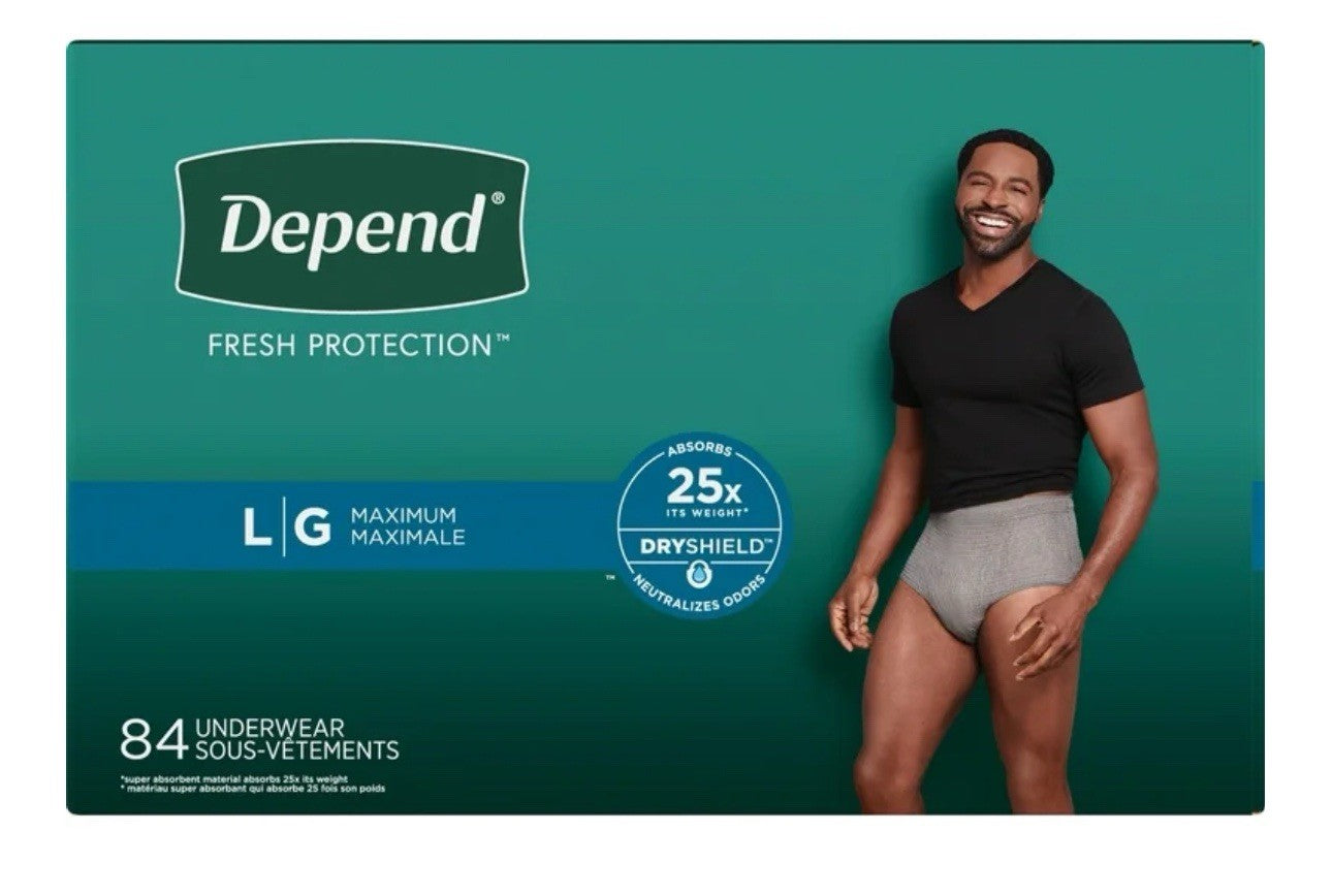 Depend Fit-Flex Underwear for Men, Large (84 Units) NEW0