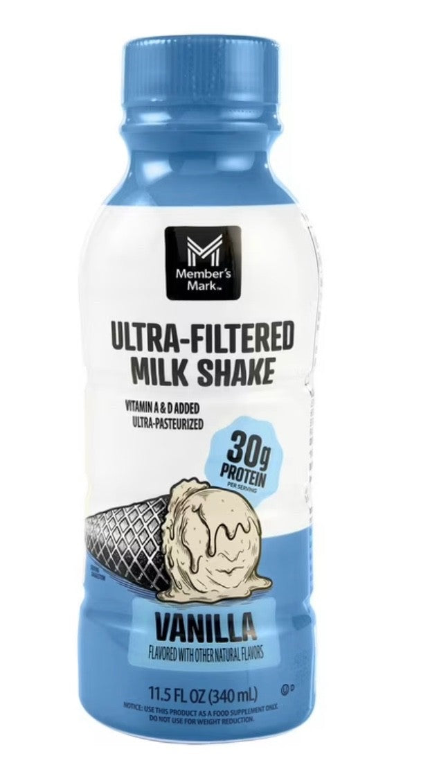 Member's Mark Ultra-Filtered Milk Shake,Vanilla, 11.5 fl. oz.,12 pk. 30g Protein2