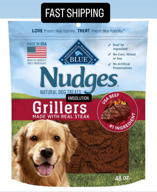 Blue Buffalo Nudges Grillers Steak Flavored Natural Dog Treats, 48 oz.- NEW0