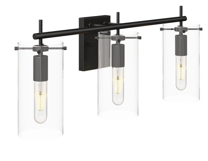 Nathan James Heidi Bathroom Lamp 3 Lights Black Metal Transparent Glass0