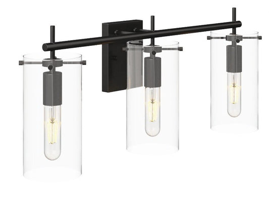 Nathan James Heidi Bathroom Lamp 3 Lights Black Metal Transparent Glass0