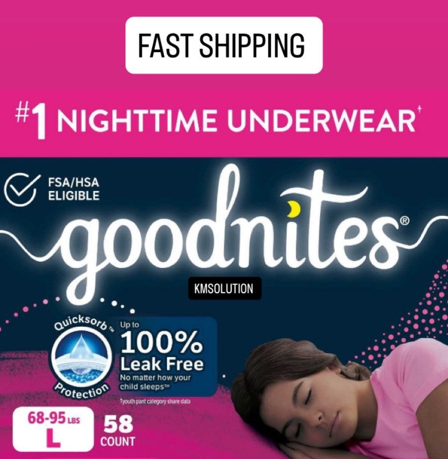 Goodnites Nighttime Bedwetting Underwear For Girls Size L (68-95 lbs) 58 Count0