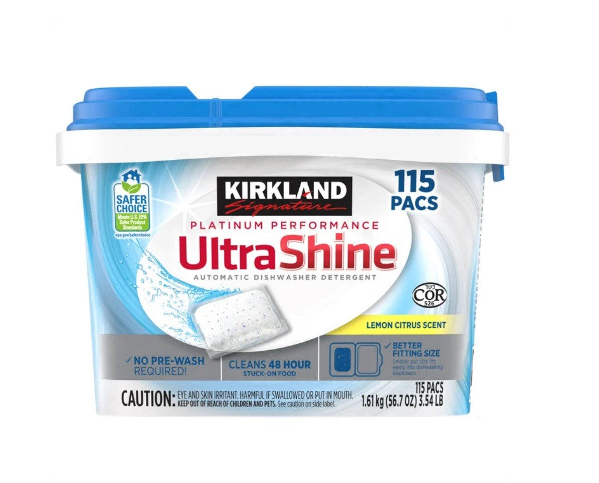Kirkland Signature Platinum Performance UltraShine Dishwasher 115pacs Lemon 0
