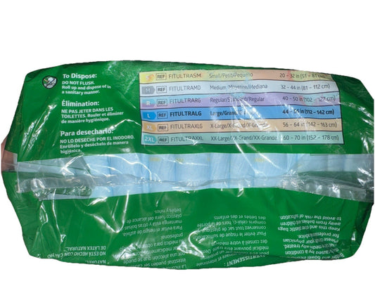 Fiteight OptiFit Briefs Adult Underwear 20 Count Size L  (44-56 in) Unisex - NEW1