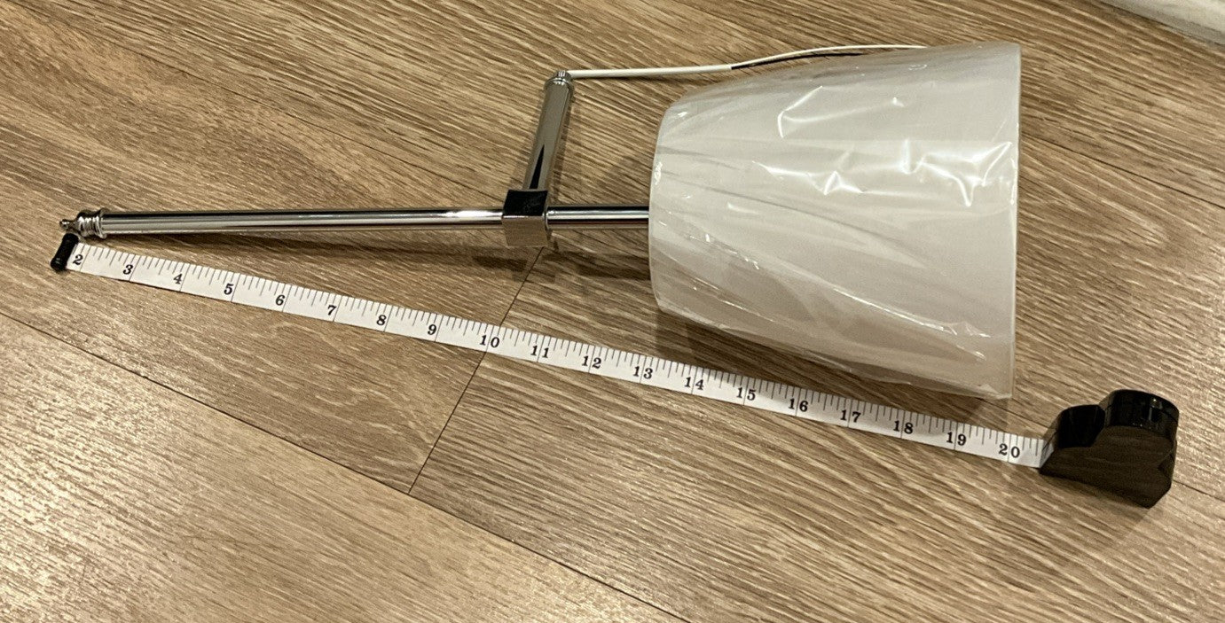 Set of 2 Modern Chrome Wall Lights White Fabric Shade Indoor Sconces - NEW11